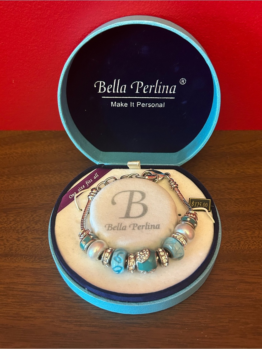 Bella Perlina Turquoise, Silver & Pearl Charm Bracelet